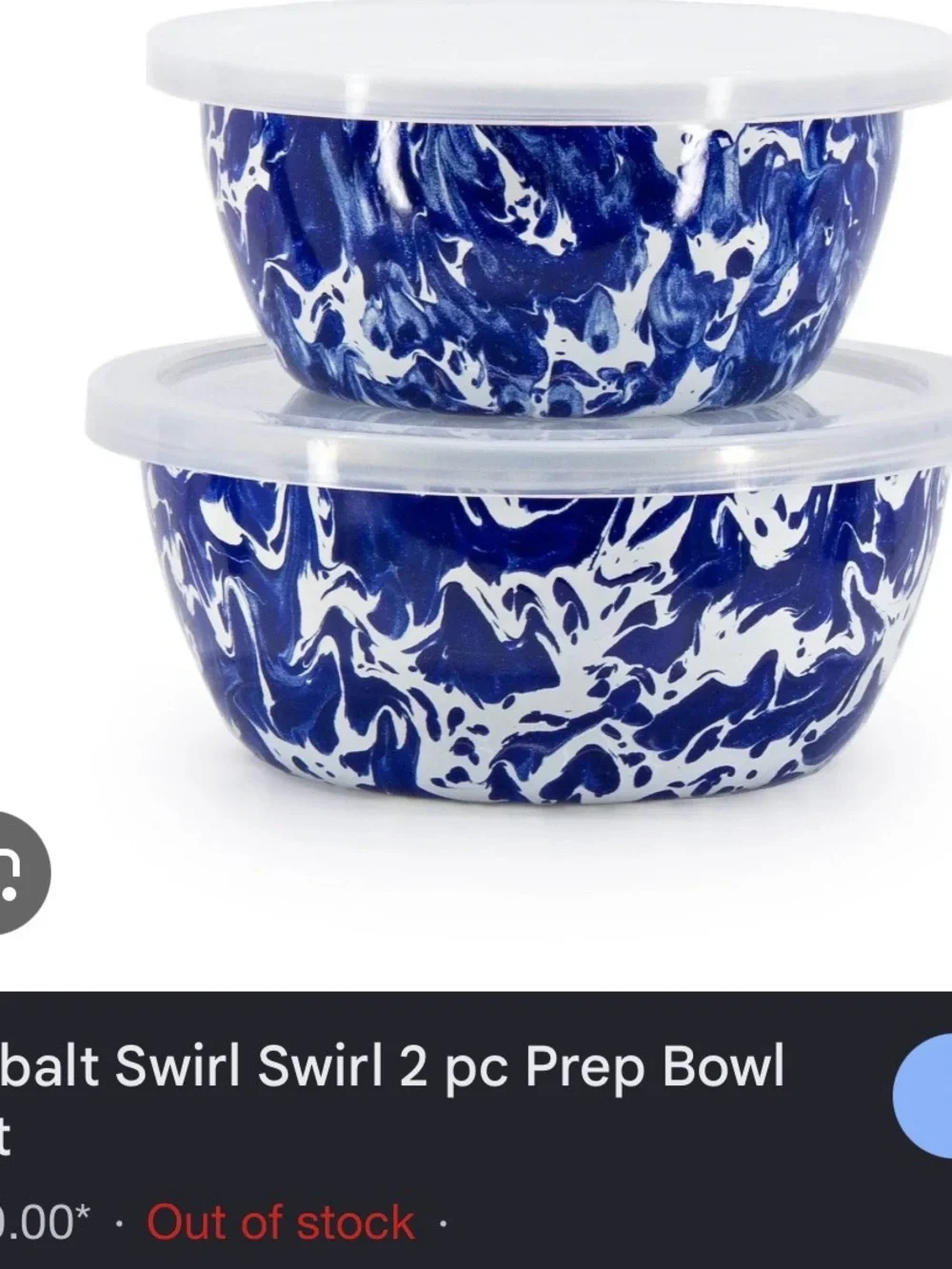 Golden Rabbit Brand New Blue Marble Enamel Mixing Bowl Set with Lids